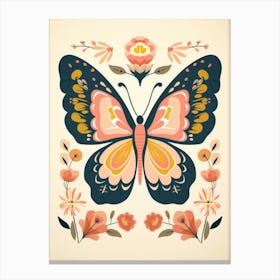 Butterfly With Flowers 2 Canvas Print