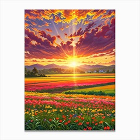 Sunset In The Field 24 Canvas Print