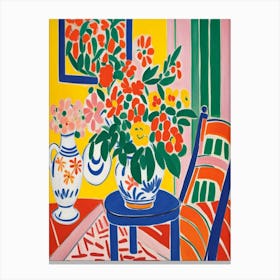 Vase Of Flowers Style Henri Matisse Canvas Print