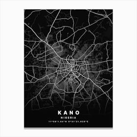 Kano Nigeria Black Map Canvas Print