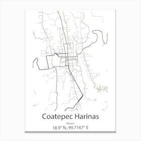 Coatepec,Mexico Minimalist Map Canvas Print