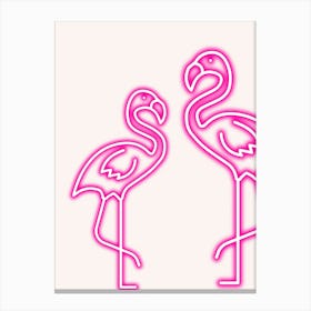 Neon Flamingos Canvas Print