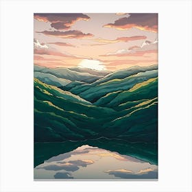 Landscape With Mountains And Lake 1 Canvas Print