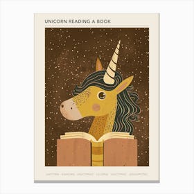 Unicorn Reading A Book Muted Pastels 5 Poster Canvas Print