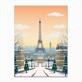 Retro Winter Illustration Paris France 1 Canvas Print