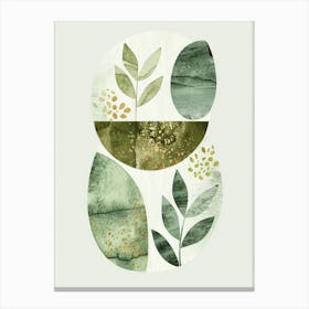 Sage and Gold Abstract Leaves Canvas Print