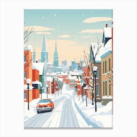 Retro Winter Illustration Montreal Canada 2 Canvas Print