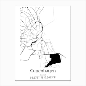 Copenhagen,Denmark Minimalist Map Canvas Print