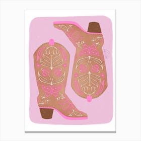 Pink Cowboy Boots Canvas Print