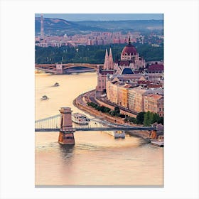 River Danube, Chain Bridge, Hungarian Parliament Canvas Print