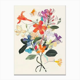 Honeysuckle 3 Collage Flower Bouquet Canvas Print