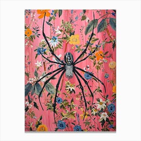 Floral Animal Painting Spider 4 Canvas Print