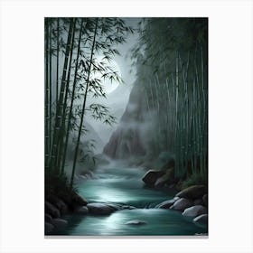 Bamboo Forest At Night 1 Canvas Print