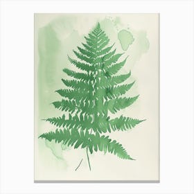 Green Ink Painting Of A Harts Tongue Fern 2 Canvas Print