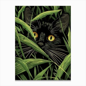 Black Cat In Tall Grass 1 Canvas Print