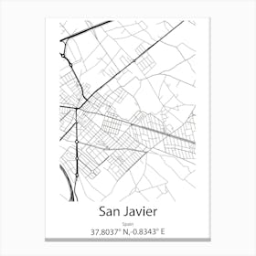 San Javier,Spain Minimalist Map Canvas Print