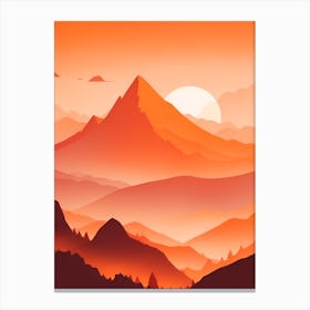 Misty Mountains Vertical Composition In Orange Tone 18 Canvas Print