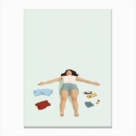 Woman Laying On The Floor Canvas Print