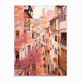 Alicante Spain 2 Vintage Pink Travel Illustration Canvas Print