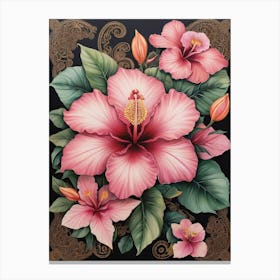 Beautiful Hibiscus Flower Painting Canvas Print