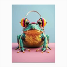 Frog With Headphones 3 Canvas Print