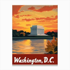 Aihrgdesign A Retro Travel Poster For Washington DC 1 Canvas Print