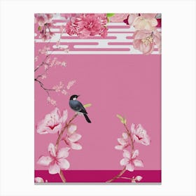 Pink Chinoiserie birds and flowers Canvas Print