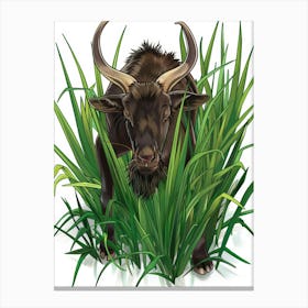 Illustration Of A Goat In The Grass Canvas Print