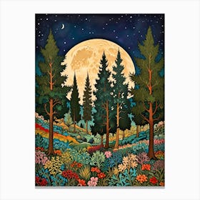 William Morris Full Moon In The Forest Canvas Print