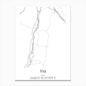 Ina,Japan Minimalist Map Canvas Print