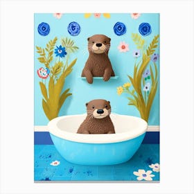 Otters In The Bath Canvas Print