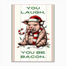 Funny Pig Holidays Sign Canvas Print