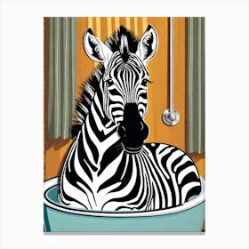 Zebra In A Bath Tub, whimsical animal art, 1134 Canvas Print
