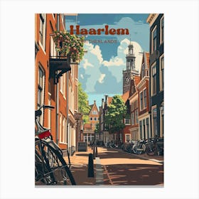 Haarlem Netherlands Streetview Digital Travel Illustration Canvas Print