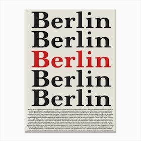 Berlin Vintage Typography Canvas Print