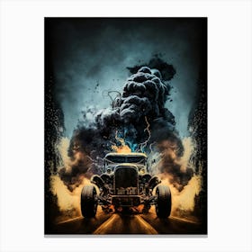 Burnt Out Car Muscle Smoke Drift Retro Racing vintage classic Car Hot Rot Canvas Print