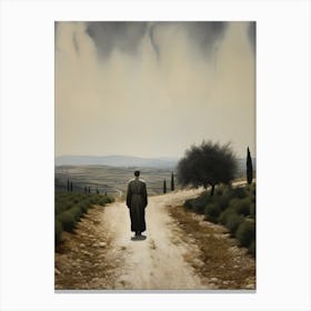 Walking Down Path Oil Painting Canvas Print