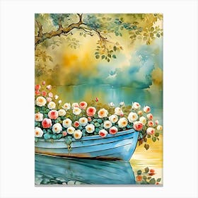 Boat With Roses Canvas Print