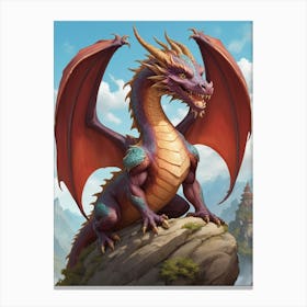 Fantasy Dragon on Mountain Canvas Print