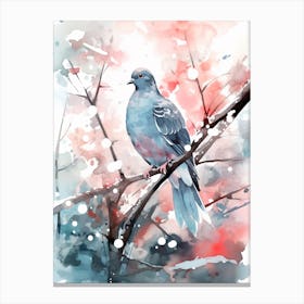Snowy Watercolour Pidgeon 3 Canvas Print