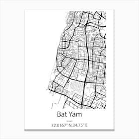 Bat Yam,Israel Minimalist Map Canvas Print