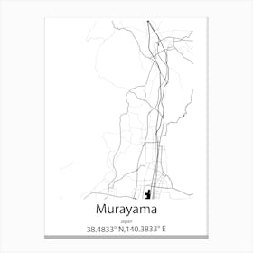 Murayama,Japan Minimalist Map Stampe su tela