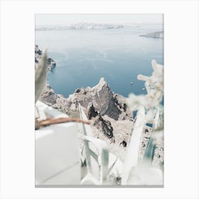 Cliffside Allure, Santorini Canvas Print