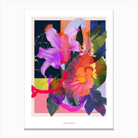 Coral Bells 2 Neon Flower Collage Poster Canvas Print