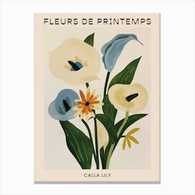 Spring Floral French Poster  Calla Lily 4 Canvas Print