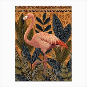 Greater Flamingo And Croton Plants Boho Print 1 Canvas Print