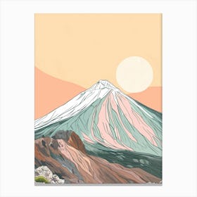 Mount Teide Spain Color Line Drawing (5) Canvas Print