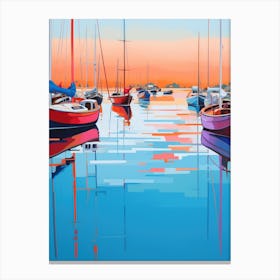 Sailboats At Sunset 11 Canvas Print