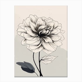 Dahlia Line Art Flowers Illustration Neutral 18 Canvas Print