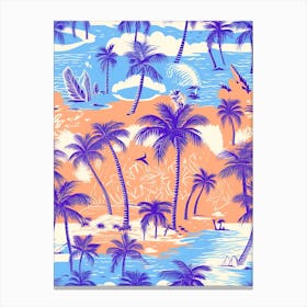 Miami Beach, Florida, California, Inspired Travel Pattern 6 Canvas Print